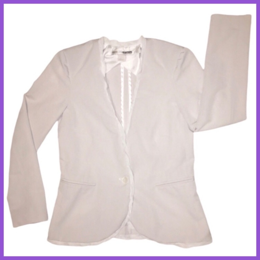 White Ruffle Blazer Business Casual Professional Work Necessary Objects, Medium